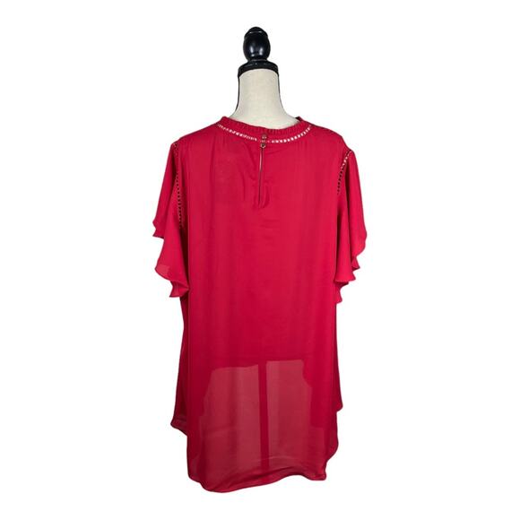 City Chic Kiss Me Quick Crochet Trim Top In Love Red New With Tags - Picture 4 of 5